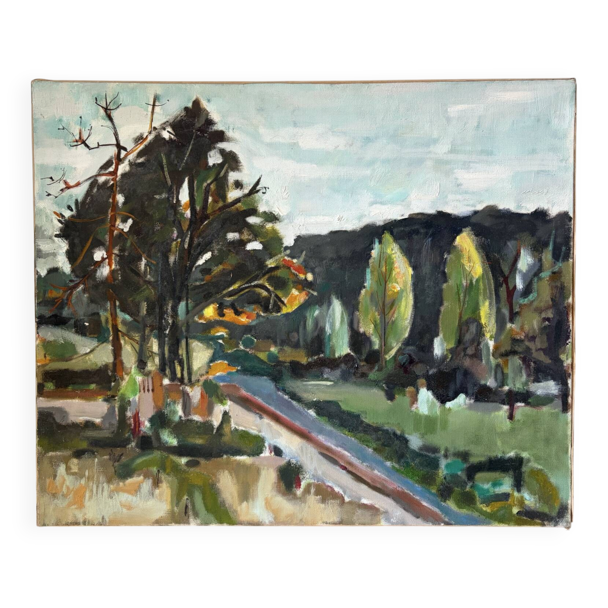 Path under the pines, oil painting on canvas