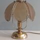 Brass table lamp with smoked glass panels, Belgium 1970
