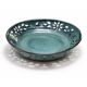 Very large handcrafted openwork stoneware dish Ø 36 cm – Turquoise blue glaze