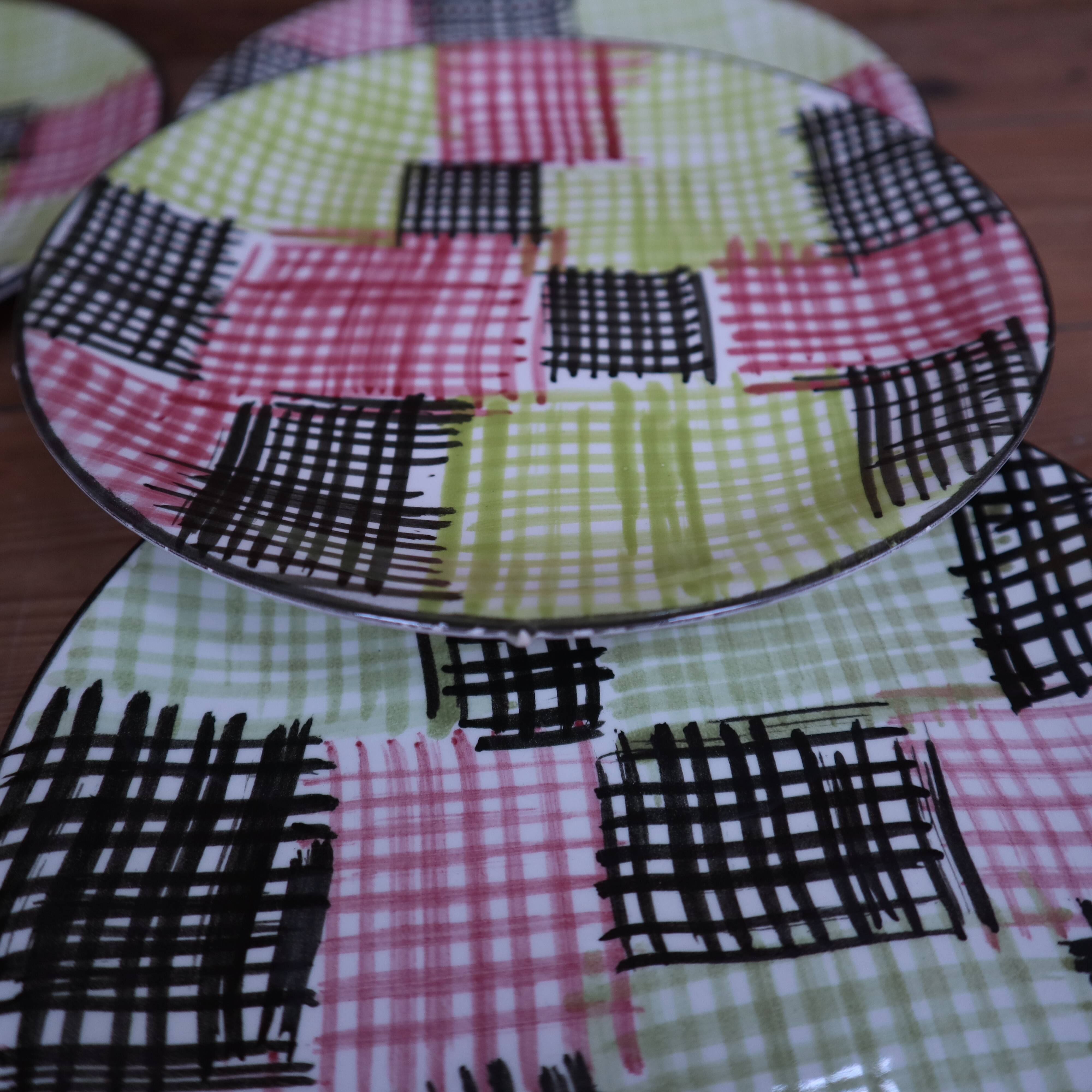 4 dessert plates Sarreguemines hand-painted protocol