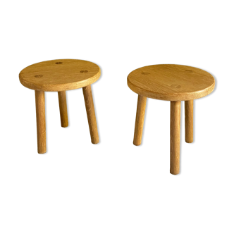 Pair of low oak stools