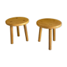 Pair of low oak stools