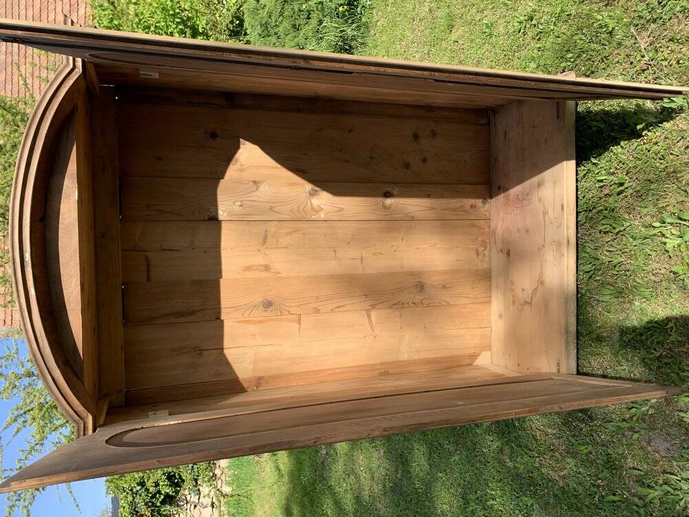 Vintage Hungarian wooden wardrobe in brown with two doors, late 19th century.