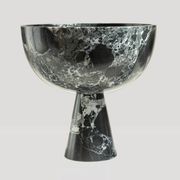 The XL Pedestal Bowl in black and green marble