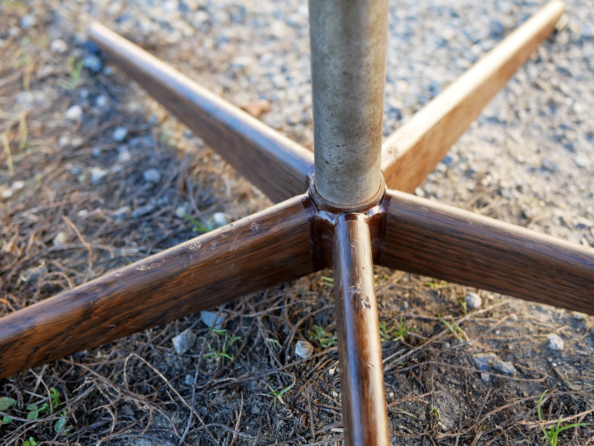 Armchair swivel vintage leather, wood and metal