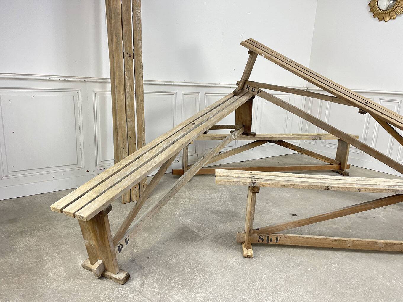 Slatted benches 1930 in beech