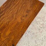 Vintage solid oak geometric wall shelf