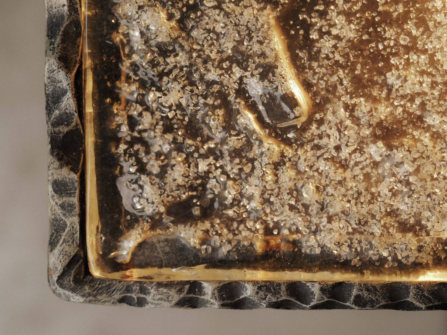 Illuminated side table in wrought iron, France, circa 1970.