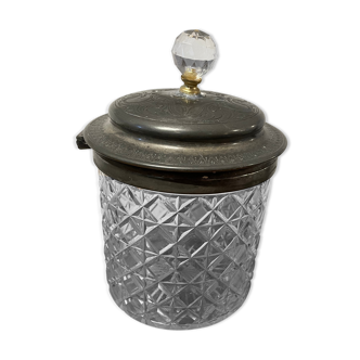 Tin and crystal cookie jar