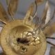 Large wall lamp with golden metal foliage by Ferro Art, 1970s