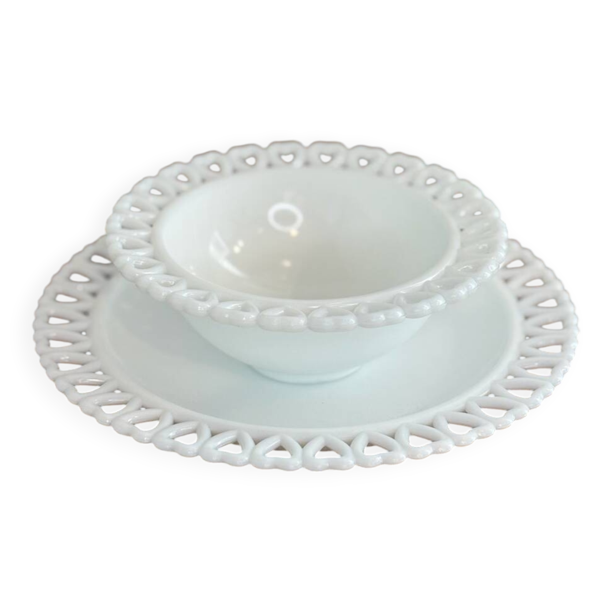 Opal heart bowl and dish