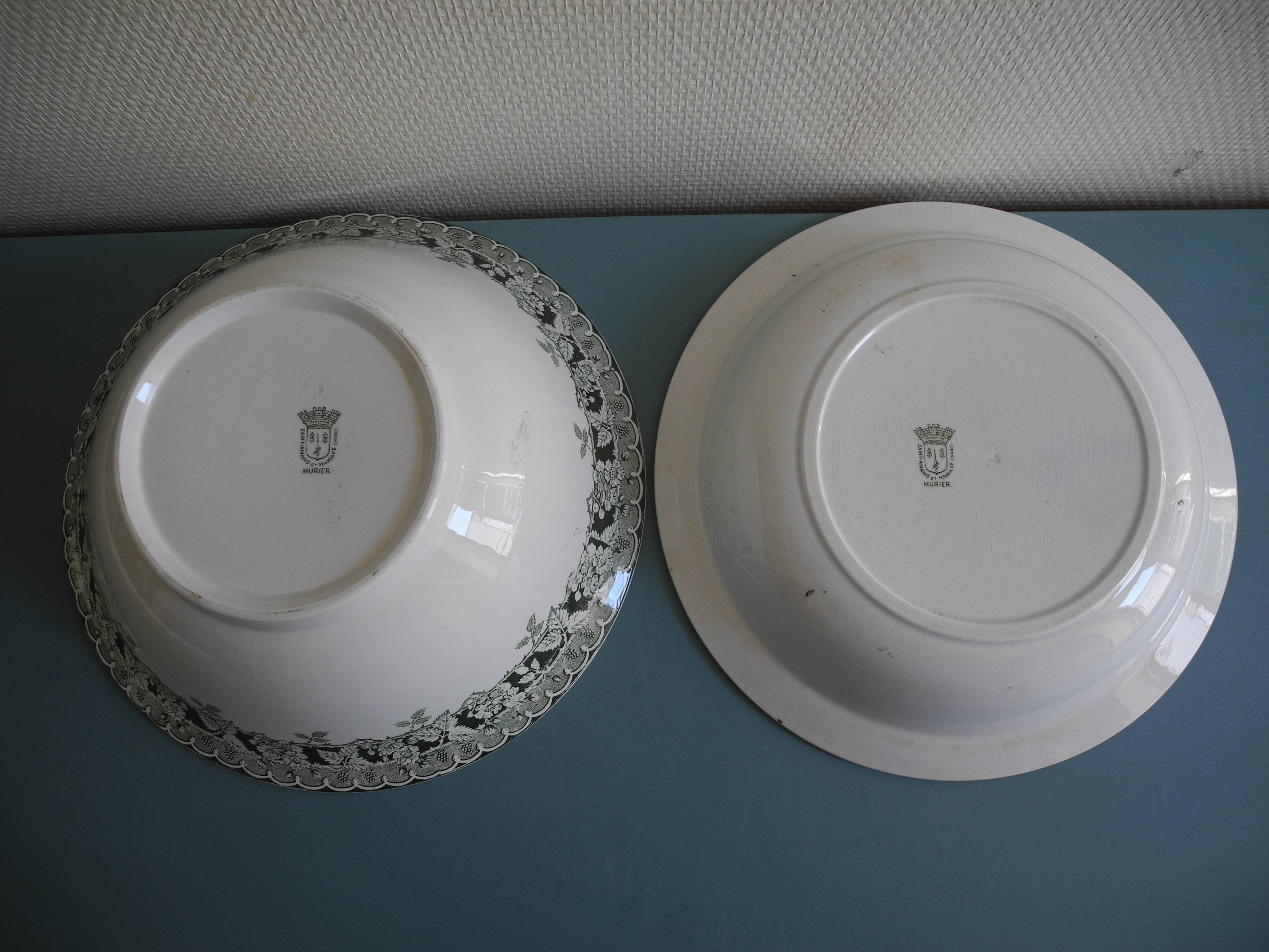 duo dishes salad bowl St Amand Murier antique French dishes salad bowl