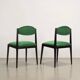 Vintage 1960s ebony wood chairs, foam padding, fabric.