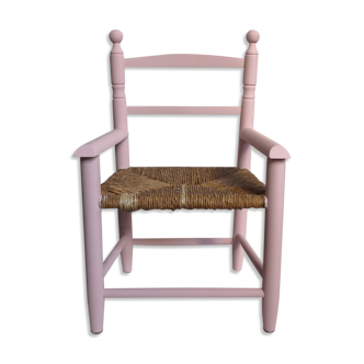 Children's chair in wood and straw