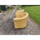 Paire de fauteuils simili cuir marron clair vintage