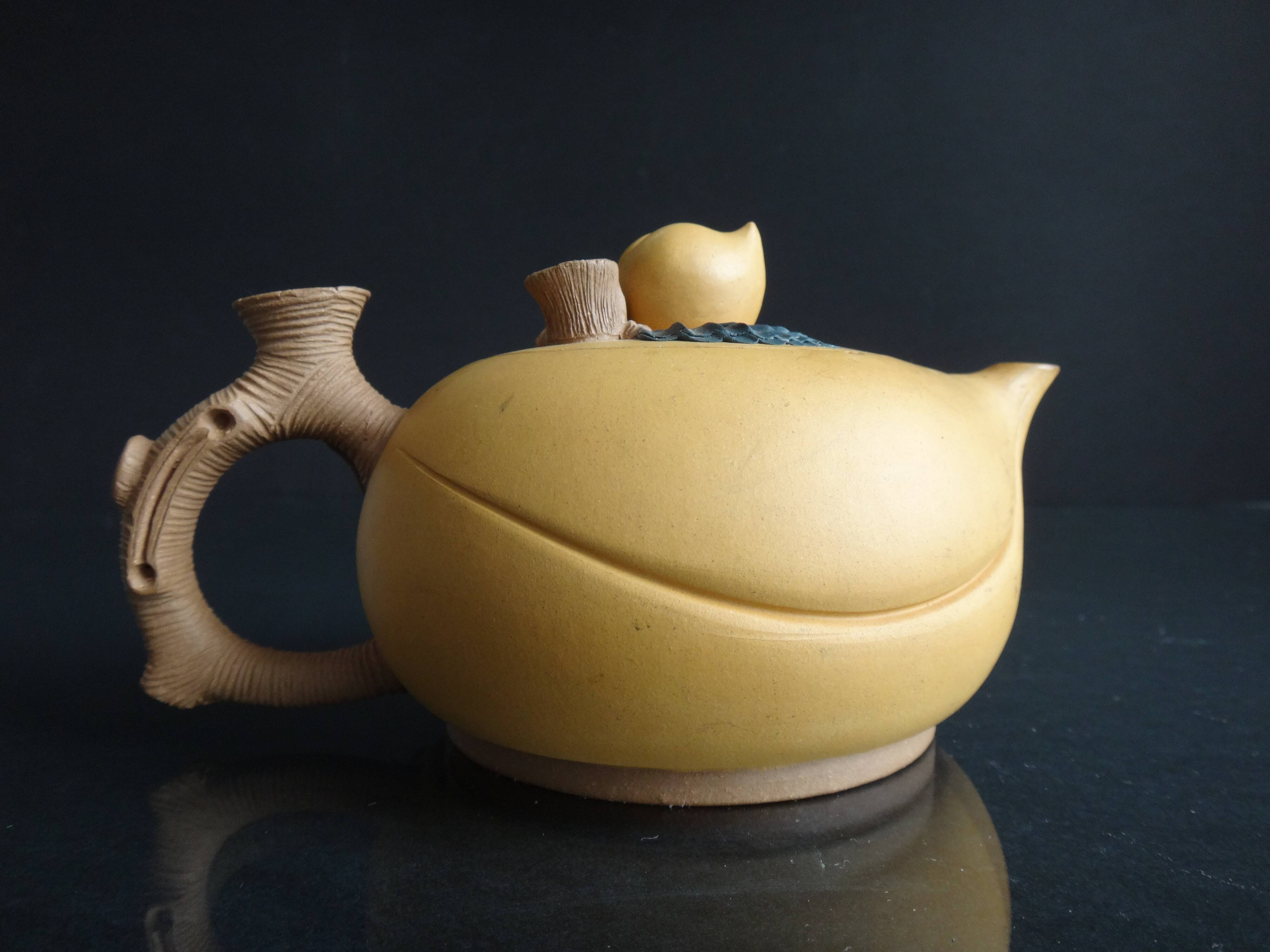 Former Yixing Chinese Yixing teapot fishing form China early 20th mark