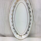 Ravier ancien de forme ovale de couleur blanc et or made in france sarreguemines