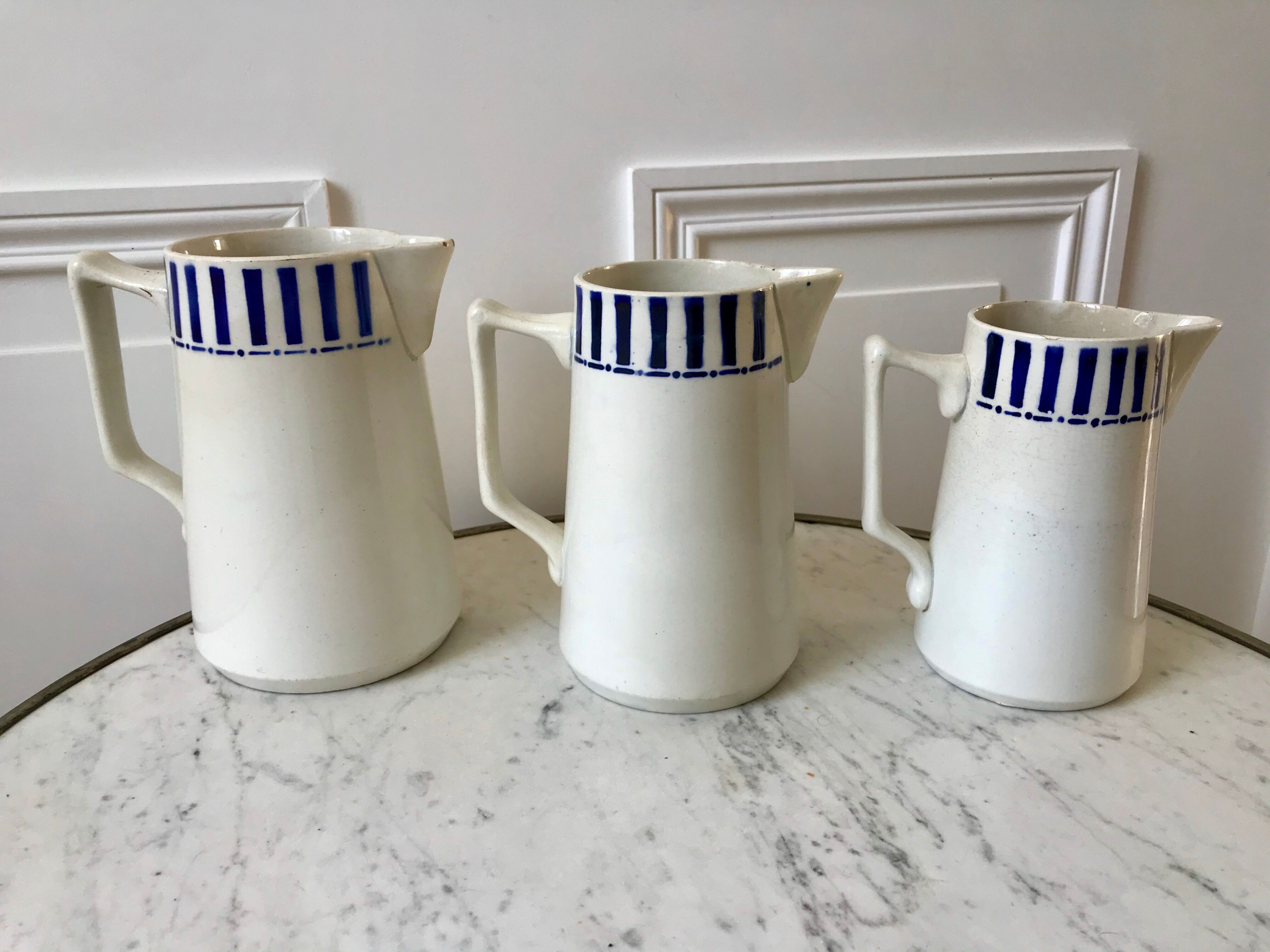 trio of earthenware pitchers CM Paris model "Monique" 30s