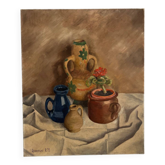 Nature morte pots de fleurs