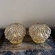 Set of two vintage amber glass wall lights