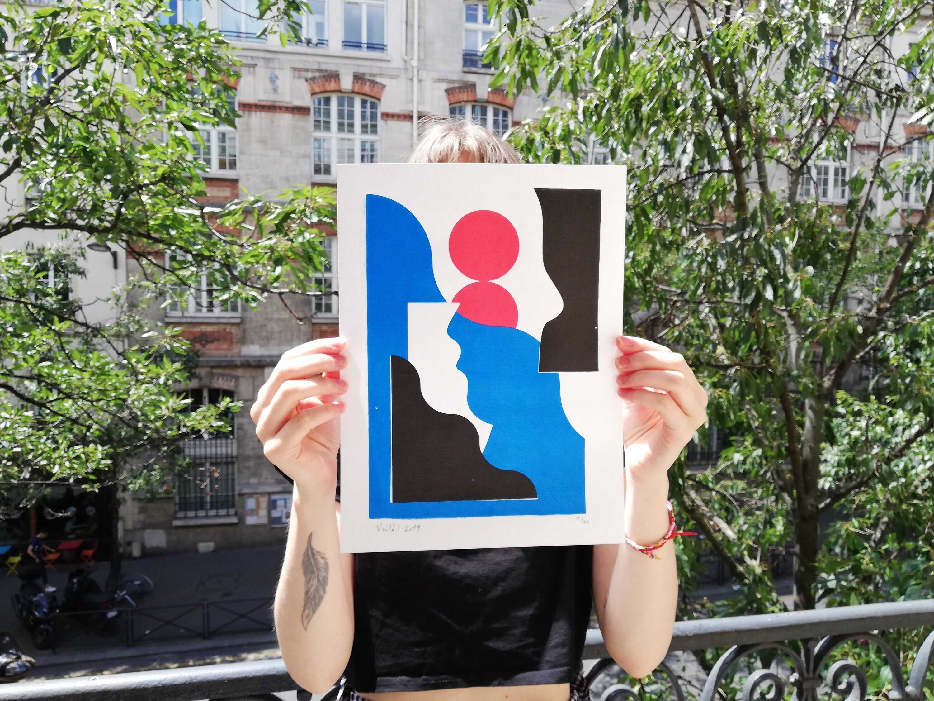 Sérigraphie artisanale "faces" édition limitée de 10