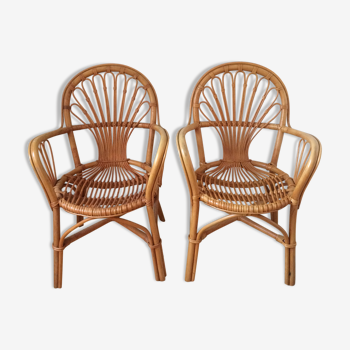 Pair of rattan armchair