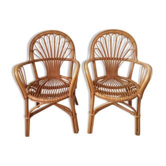 Pair of rattan armchair