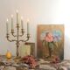 Vintage gilded brass 5-spoke chandelier