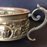 Table planter in embossed brass with floral motif late 19th century