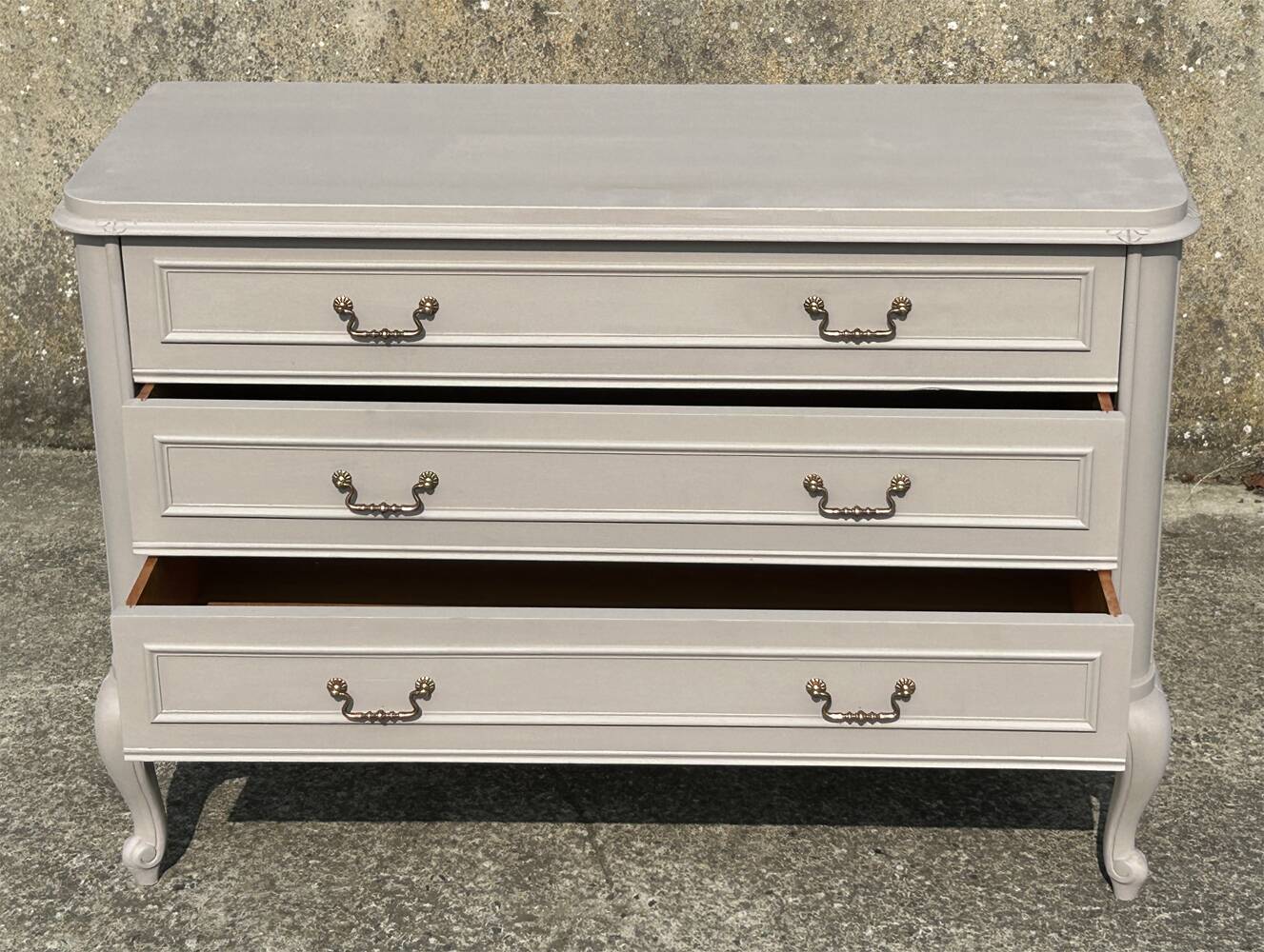 Louis XV style chest of drawers with 3 cherry wood drawers, 1960s