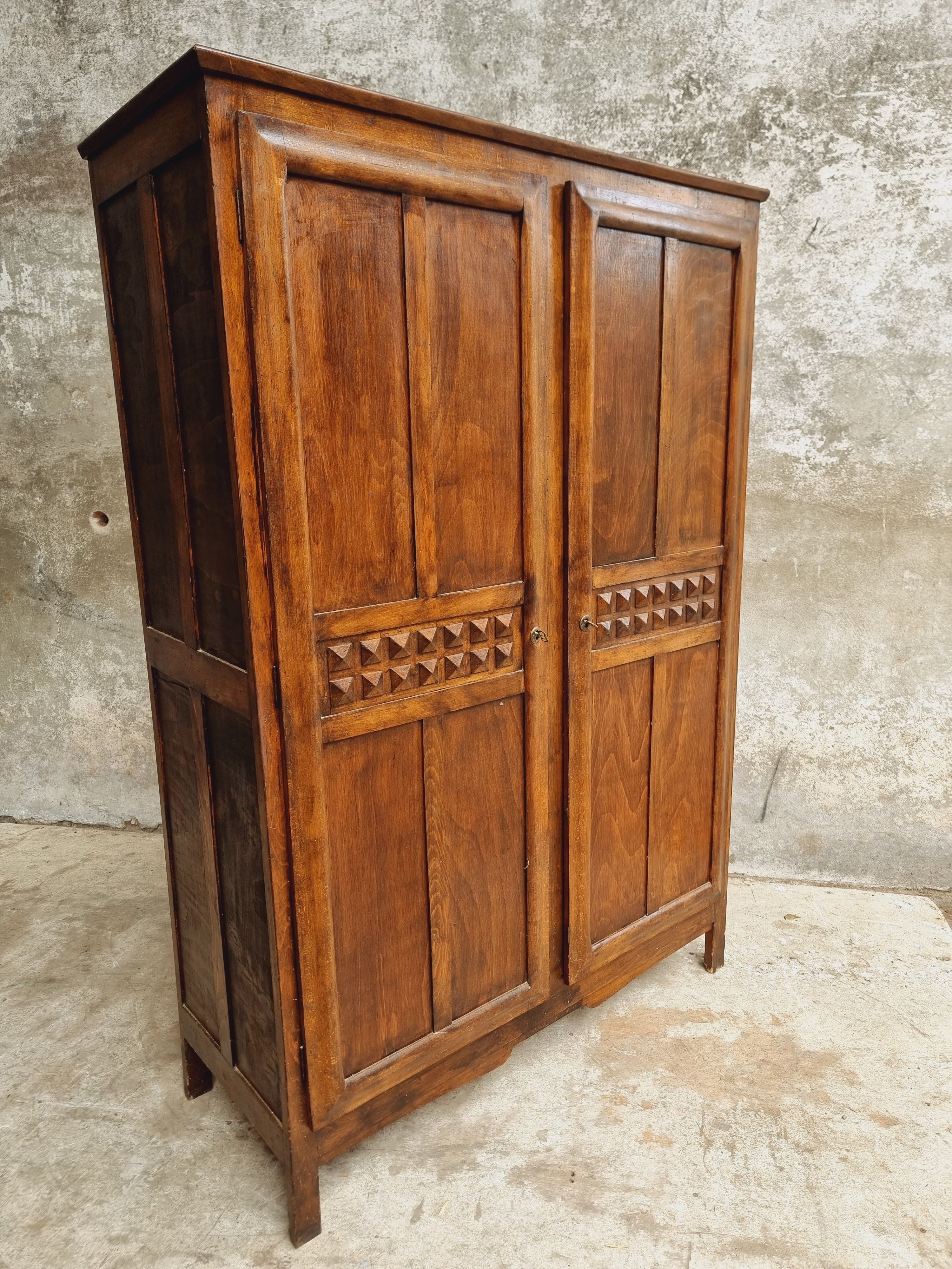 Old wardrobe linen cabinet beech wood