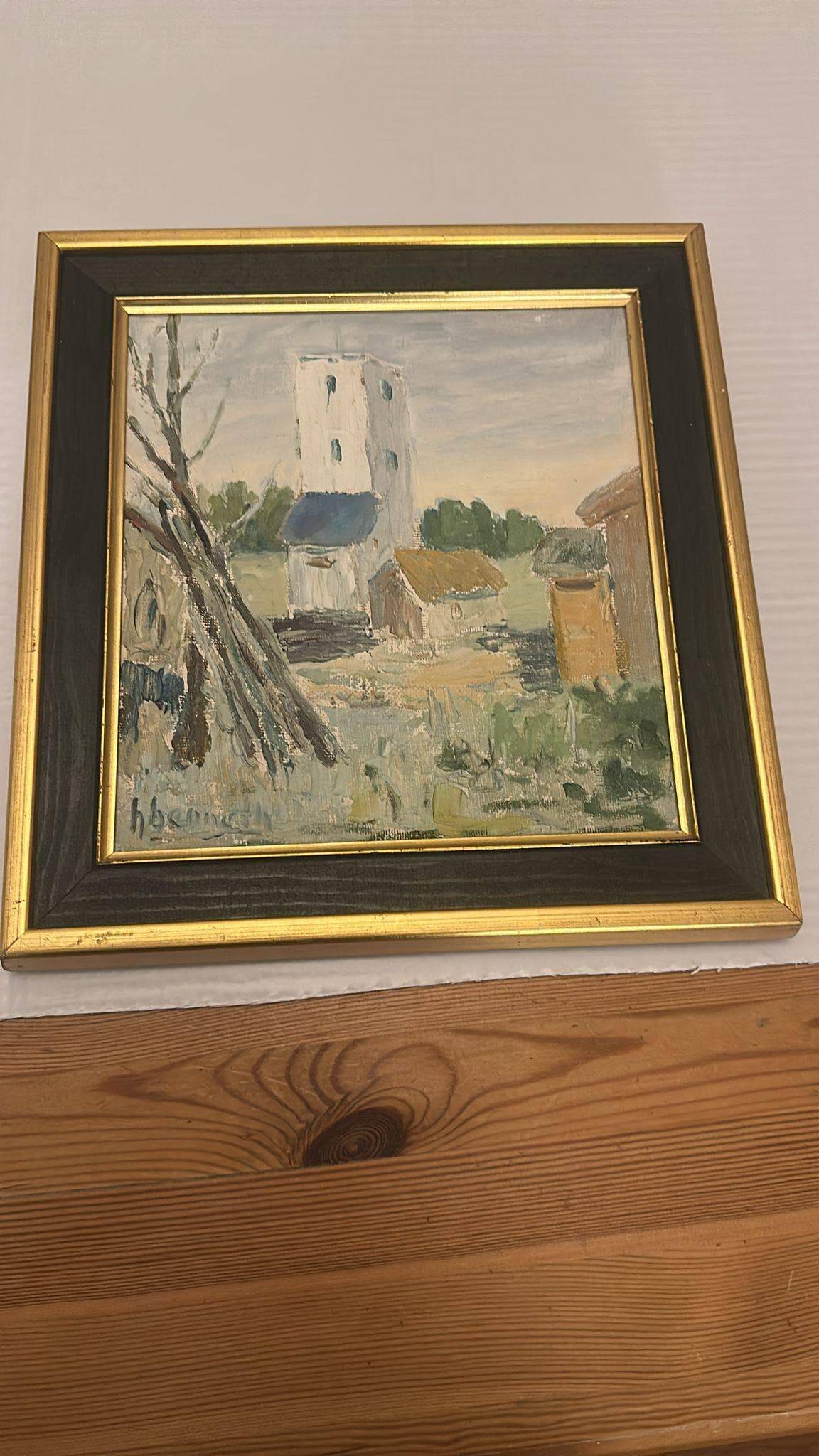 Original Oil on Canvas – “Village” (Attributed to H. Benneth) – Framed