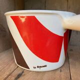 Vintage Le Creuset enameled cast iron fondue pot from the 1970s