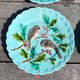 4 old Sarreguemine earthenware plates with bird decoration