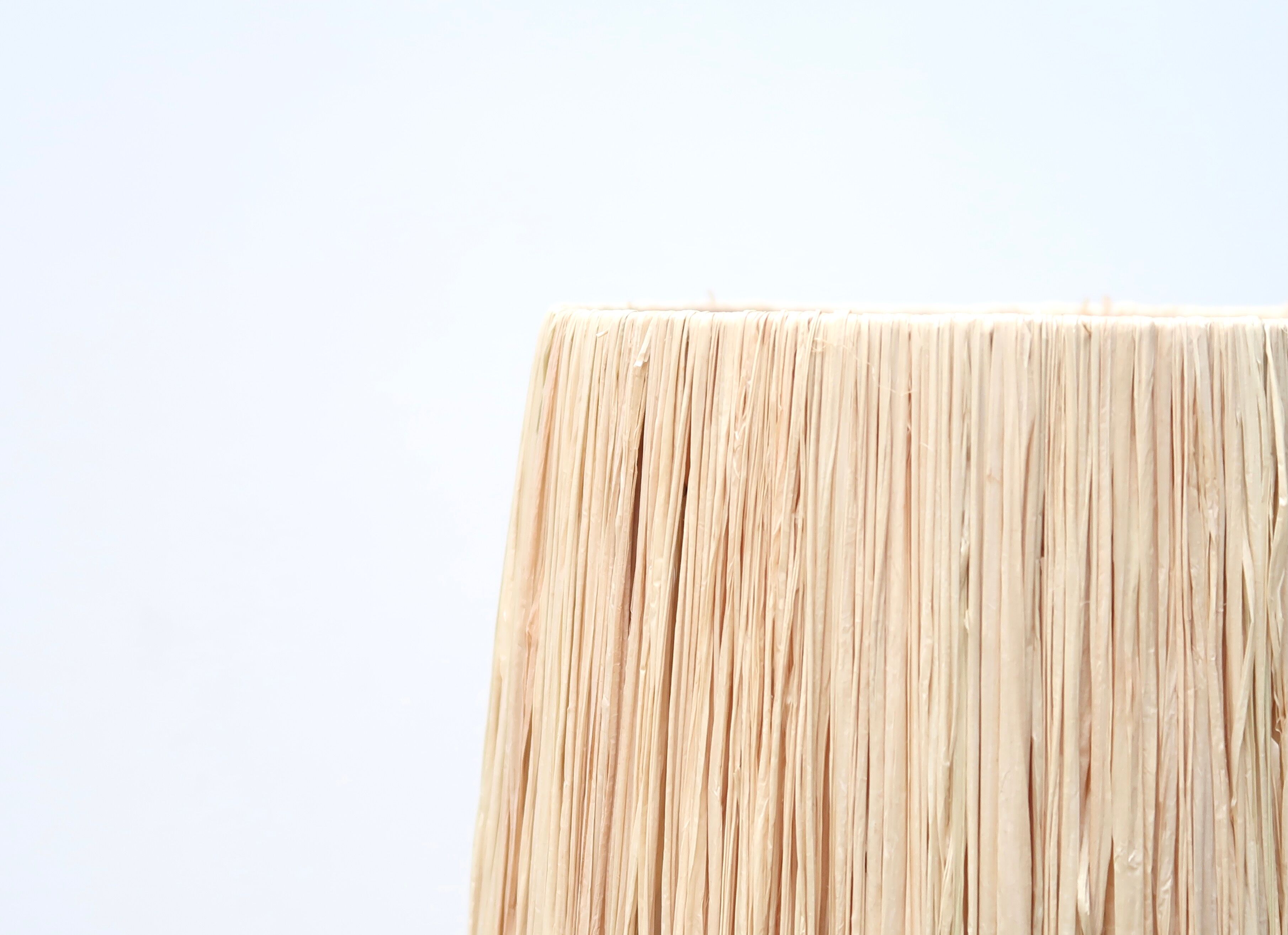 Pink ceramic lamp, raffia lampshade, 70s