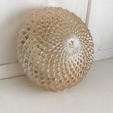 Round apricot-colored ceiling light, molded glass diamond tips ⌀ 20 cm