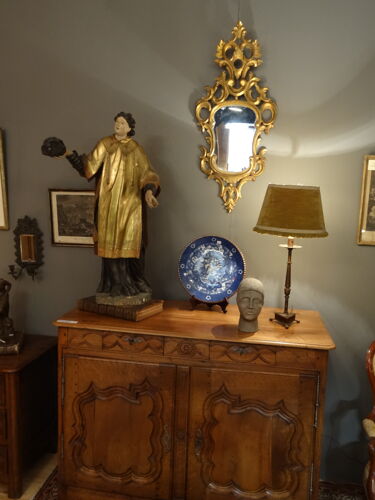Miroir en bois sculpté et doré à la feuille d'or 46 x 103 cm
