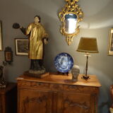 Carved and gilded wooden mirror with gold leaf 46 x 103 cm