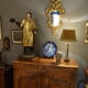 Carved and gilded wooden mirror with gold leaf 46 x 103 cm