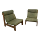 Fauteuil en cuir vert et bois de chêne