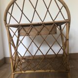 Table de nuit vintage rotin