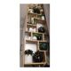 Two screens, partition walls, curved beech wood shelves.