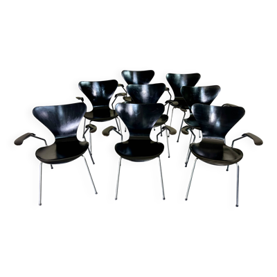 Fritz hansen & arne jacobsen (xxᵉ) – suite de 8 fauteuils en bois