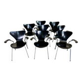 Fritz hansen & arne jacobsen (xxᵉ) – suite de 8 fauteuils en bois