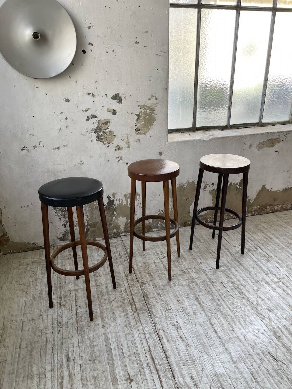 Set of three high bistro stools