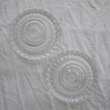 Set of 2 glass candle holders, ridged effect
