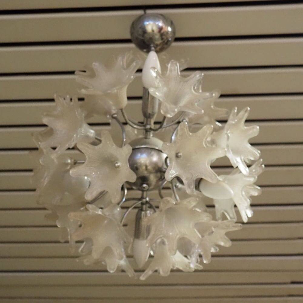 Murano glass chandeliers with flowers by Paolo Venini, Sputnik model
