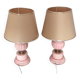 Pair de lampes vintage en marbre rose