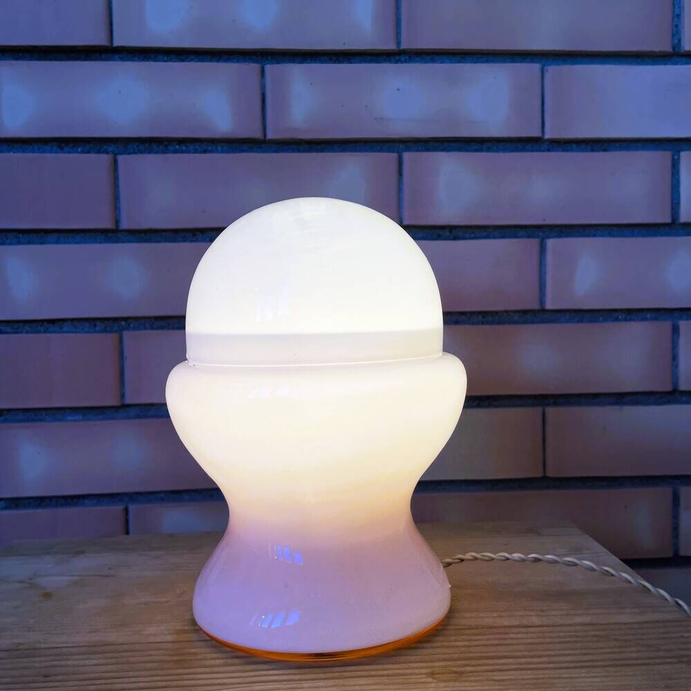 Space Age pink opaline glass table lamp
