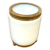 Opaline and brass pot